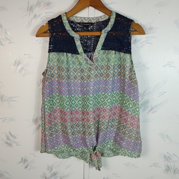 Zac & Rachel Blue Green Tank Top Medium - Picture 1 of 10